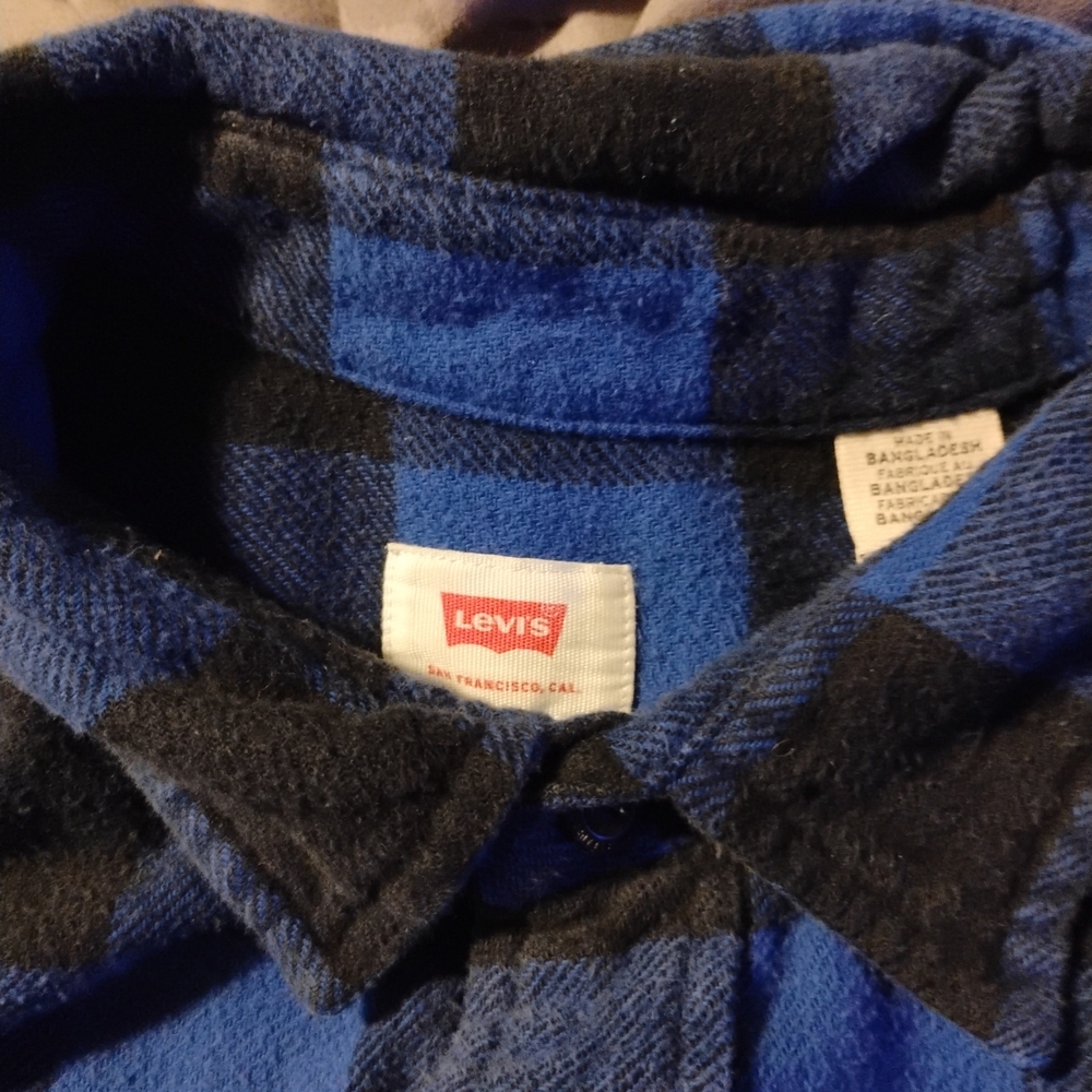 Levi's Blue and Black Plaid Shirt